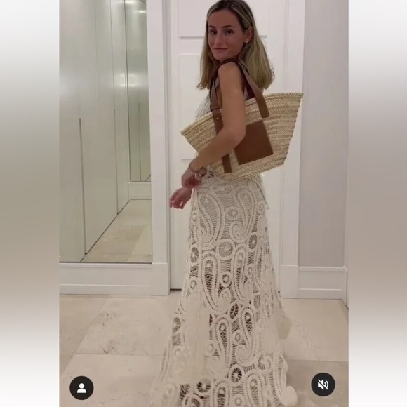 NEW ZARA COTTON ASYMMETRIC CROCHET STRAW SKIRT SZ S REF 2712/012 - Picture 11 of 16